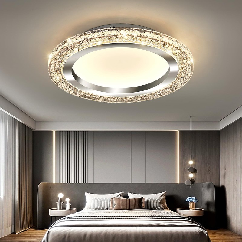 UOFUS 32W LED Flush Mount Ceiling Light Chrome 15.7inch Modern