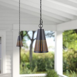 LEONLITE Low Voltage Hanging Lights, 5W LED Landscape Pendant Lights, 12-36V AC/DC, 400lm, Outdoor Tree Lights for Deck, Front Porch, 2200K Amber Warm, IP65 Waterproof, Black, Pack of 2