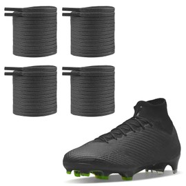 UamGlsob 2 Pairs 4mm Flat Football Boot Laces, Thin Shoelaces Replacement for Rugby Boots, High/Low Top Soccer Cleats Trainer (Black, 47"/120cm)
