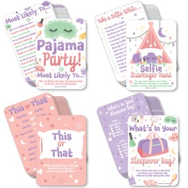 Big Dot of Happiness Pajama Slumber Party - Sleepover Activities & Games for 4 Girls, Birthday Party Group Games, Gamerific Bundle for Kids Parties - 10 Cards