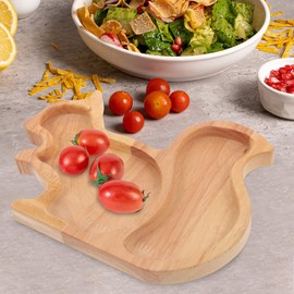 Alipis Squirrel Shape Wood Nut Tray - Khaki 7.87x5.70x0.59 Inch Snack Serving Plate for Kitchen, Party, Restaurant, Multi-Use Storage Dish for Nuts, Fruits, Desserts