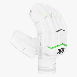 DSC Split 2000 Cricket Batting Gloves | Color: White | Size: Youth Right Hand | Material: Leather | Ultra Light Foam Finger Rolls | Airflow Gusset for Ventilation | Fibre Reinforced Protection