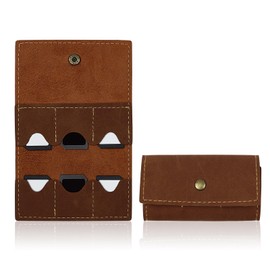 AfitLulu 6 Slots SD Card Storage Foldable Gaming SD Card Case Portable Retro Leather Memory Card Case with Metal Snap for Travel and Daily Storage (Brown)
