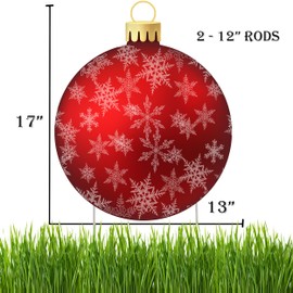 Christmas Classic Yard Sign Home Decor Lawn Decoration With Stakes Red Ornament Snowflakes