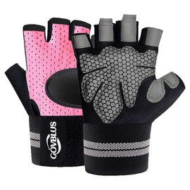 Workout Gloves for Men and Women,Ventilated Weight Lifting Gym Gloves with Wrist Wrap Support,for Weightlifting,Full Palm Protection,Training,Fitness,Hanging(Medium) (Pink, Small)
