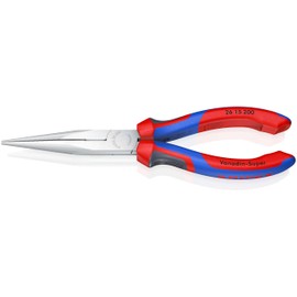 Knipex KNIPEX 26 15 200 Flachrundzange mit Schneide (Storchschnabelzange) mit Comfort-Griffen verchromt 200 mm
