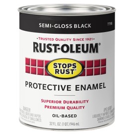 Rust-Oleum 7798502 Stops Rust Brush On Paint, Quart, Semi-Gloss Black