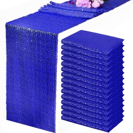 15 Pack Sequin Table Runner 12 X 108 Inch Royal Blue Table Runner Glitter Metallic Sequin Runner Holiday Table Runner for Wedding Engagement Birthday Bridal Baby Shower Graduations Party Supplies
