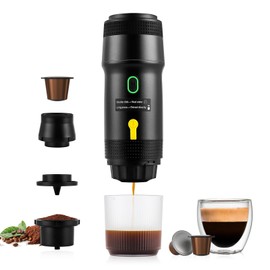 obecilc Portable Electric Espresso Maker, 15 bar Mini Travel Coffee maker, Expresso Coffee Machines with USB-C,3-in-1 Car Coffee Maker Self-Heating, Ground Coffee & Capsule for Office, Camping
