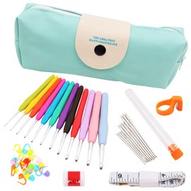 VOANZO 12 Sizes Crochet Hooks Set Ergonomic Soft Grip Handles Crochet Kit for Beginners for Beginners with Bag Comfortable for Arthritic Hands