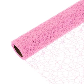 PATIKIL 180"L x 19.7"W Jacquard Net Mesh, Korean Openwork Floral Bouquet Wrapping Paper for Packaging Fresh Flower Wedding Valentine's Day Florist Supplies, Pink