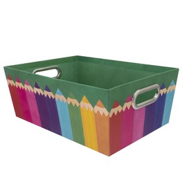 Idena 20140 - Hard Cardboard Storage Box Storage Basket with Metal Handles, Approx. 33 x 22.9 x 12.7 cm