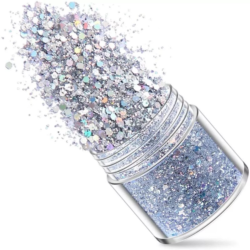 YKZFUI 5 Cajas Holográficas De Purpurina De Uñas Plateadas Con