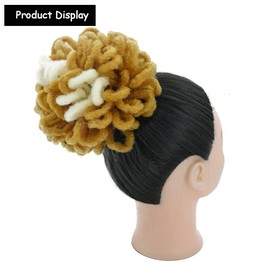 Brown Afro Puff Drawstring Ponytail Dreadlocks Bun Hair Chignon Faux Locs Synthetic Clip in Hair Extensions for Black Women(27&613#)