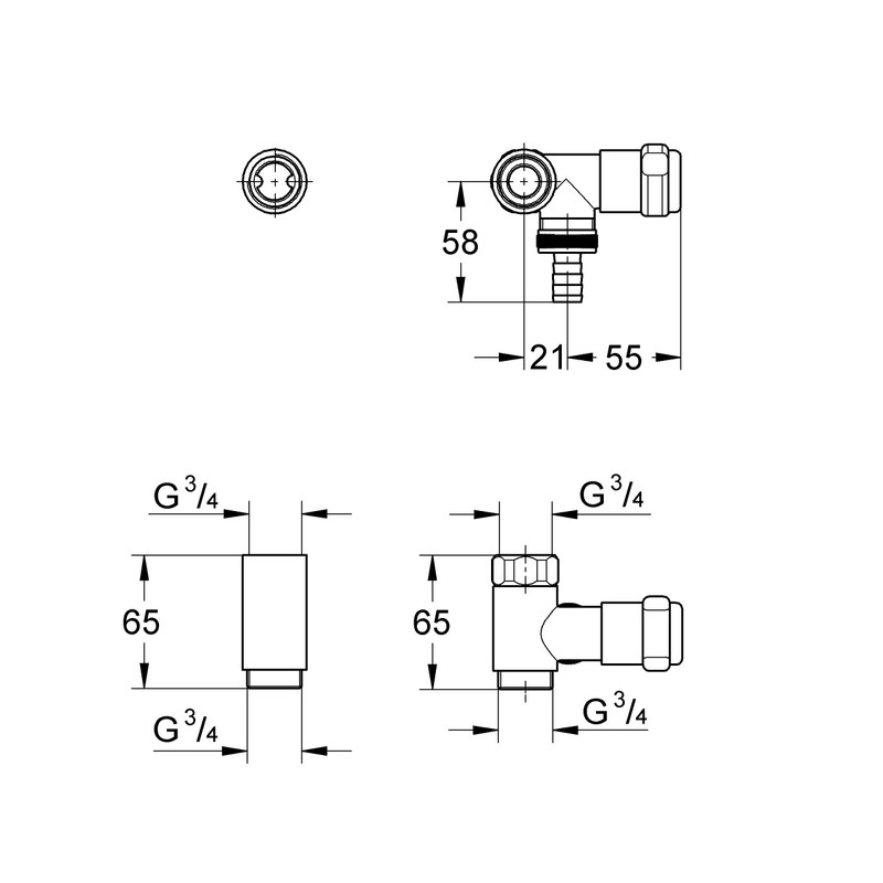 Grohe 41043000 WAS Valve Fitting 1/2-Inch DN 20 with Connector