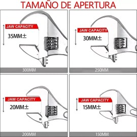 Llave De Apertura Grande Para Apretar O Aflojar Los Pernos De 6 Pulgadas, 8 Pulgadas, 10 Pulgadas, 12 Pulgadas, Llave Inglesa Ajustable Universal De Apertura