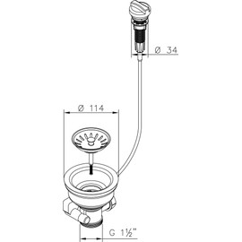 AQUADE Strainer Basket Valve Diameter 114 mm, 1 Inch Connection for Overflow, Eccentric Fitting with Rotary Actuator Quality: Made in Germany