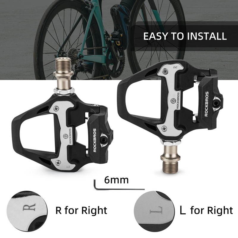 ROCKBROS Road Bike Pedals Lightweight Clipless Bicycle Pedals with Cleats