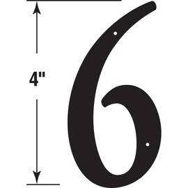 Prime-Line MP4116 4 In. House Number 6, Diecast, Black Finish (2 Pack)