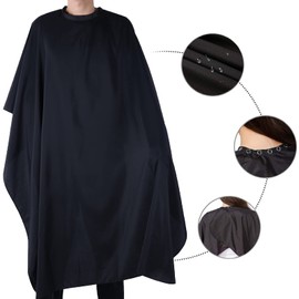 Mayitr Friseurumhang Schwarz Wasserabweisend Atmungsaktiv Professionelle Haarschneideumhang für Friseursalon, Schnitte und Farben, Einstellbare Friseur Umhänge(120x148cm)
