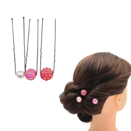 EZ PEACH Hair Ornament, Pearl, U-pin, Japanese Style, Women's, Yukata, Decoration, Flower, Ame-ball, U-shaped Comb, Hairpin, U-pin, Hair Clip, Yukata, Kimono, Furisode, Hakama, Hair Ornament