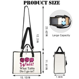 JNIAP Bunco Game Makeup Bag Bunco Night Gifts Bunco Queen Gifts Wait What Table Do i Go To Bunco Party Bags Bunco Dice Bag (wait table tote)