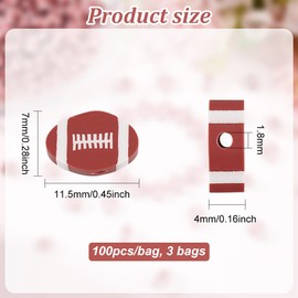 HOBBIESAY Pack of 300 American Football Beads Handmade Polymer Clay Beads Rugby Beads 7 mm Sports Ball Beads Small Opening Beads for DIY Necklace Bracelet Jewellery Earrings Craft Supplies