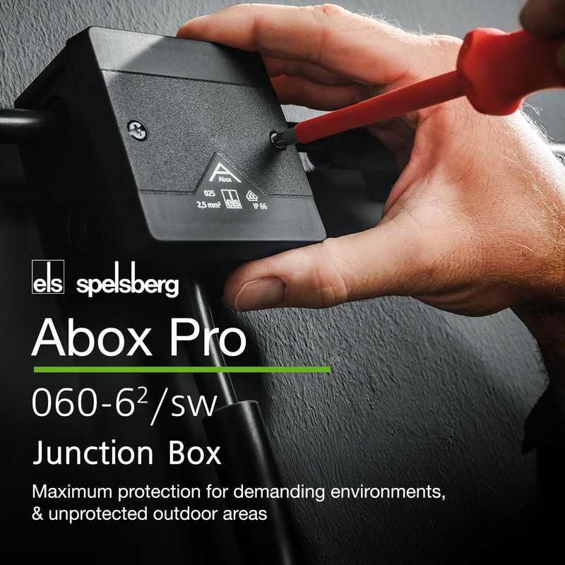 Spelsberg Abox Pro 060-6²/sw - IP66/IP67/IP69 Junction Box with Cable