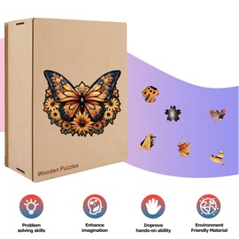Wooden Puzzle for Adults, Unique Wooden Puzzle, Wooden Puzzle, Butterfly XL