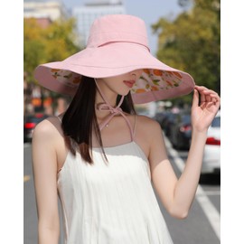 HUAMULAN Wide Brim Women Sun Hat Summer Beach Bucket Fishing Hats Reversible Packable UV Protection for Hiking Garden Travel