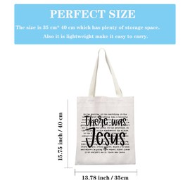 Religious Christian Gift Christian Bible Verse Gift There Was Jesus Believe In Faith Tote Bag Religious Mom Gift (Jesus Tote CA)