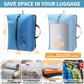 2 Pack Reusable Vacuum Bags for Travel,Waterproof Professional IP67 Zipper Reusable Vacuum Compression Bags,Space Saver Bags for Suitcases Backpack(No Pump)