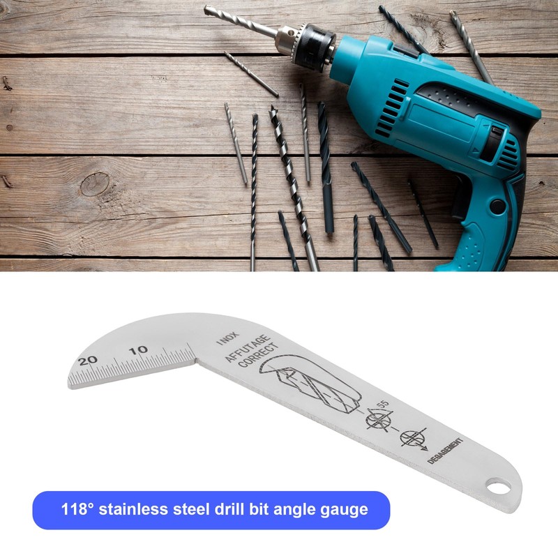 Briny River 2Pcs Stainless Steel Drill Bit Angle Gauge 118