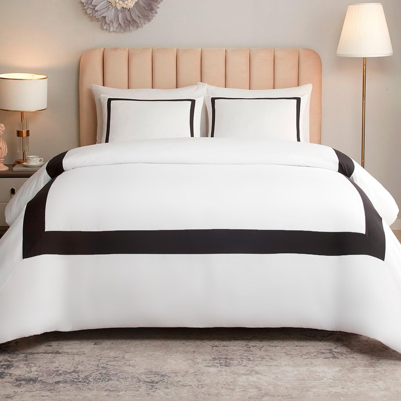 OSVINO Hotel Duvet Cover Set 2Pcs Microfiber Simple Line Style