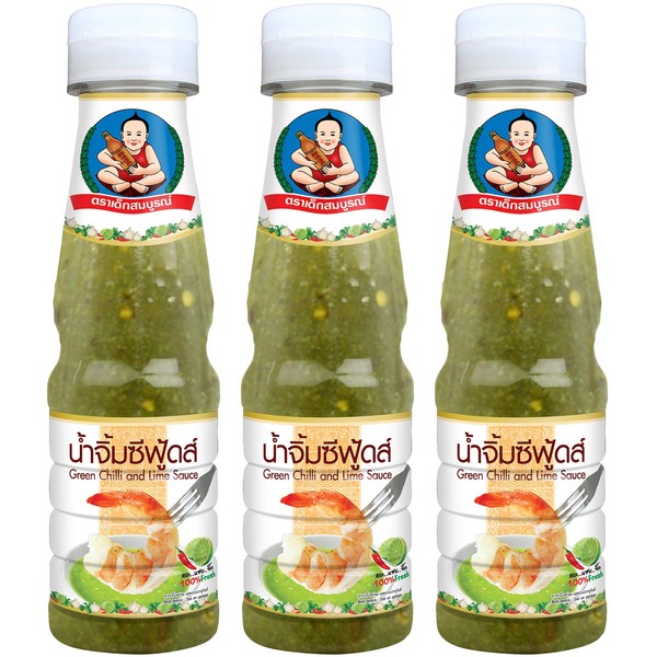 Healthy Boy Seafood Dipping Sauce (Green Chili & Lime) 6 Ounces, Product of Thailand (Pack of 3)