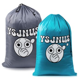 YSJNUS 2 Pack Large Travel Laundry Bags, Dirty Clothes Travel Essentials, Durable and Tear-Resistant Fabric, Reusable, Perfect Size for Kids In College. (Pink+Lake Blue)