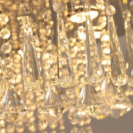 WOSOHYUN Silver Chandelier, Crystal Chandelier Lighting, 6 Lights, Flush Mount Ceiling Light, H15'' x W20'' Modern Chandelier Fixture for Bedroom, Hallway, Bar, Kitchen, Bathroom