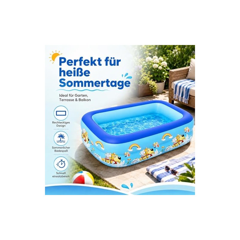 Sunshine Smile Piscina Hinchable para niños, 120 x 85 cm,