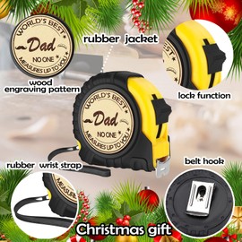 Gifts for Dad, Christmas Dad Gifts from Daughter Son, Gifts for Men 7.5M Wood Engraved Tape Measure Dad Gifts, Father's Day Gift for Dad, Stocking Stuffers for Men, Cool Tool Christmas Gifts for Dad