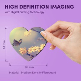 1 x Heart MDF Magnets - Pretty Blossom Butterfly Animals Wildlife 8328