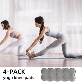 YFLINGJIE 4PCS yoga knee pads, yoga wrist pads, yoga anti slip pads, Pilates support pads, designed to protect the balance of male and female knees, elbows, and wrists during exercise（grey)