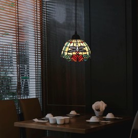 UYYTBPA Hanging lamp Tiffany Mini 8 inches Stained Glass Pendant Lights Vintage Hanging Ceiling Lights for Kitchen Island Dining Room Bar Hallway Home Office, Dragonfly lamp