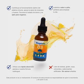 Dúo Pack Vitamina D3 Bioganic | 300 porciones | 400 UI por porción | Sabor Piña | Presentación 2 envases de 30 ml