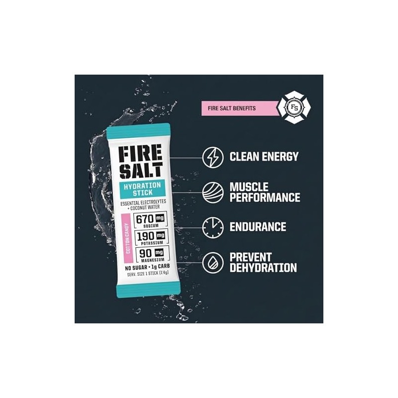 Fire Science Fire Salt Hydration Sticks, Electrolytes & Coconut Water,