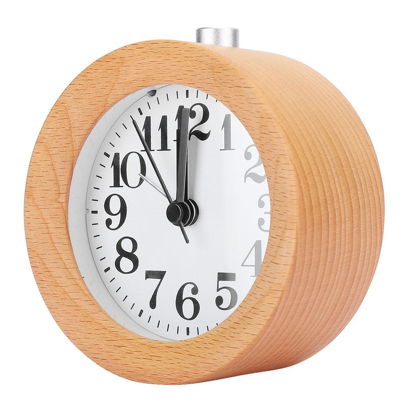 Beech Wooden Mute Silent Alarm Clock No Ticking for Home