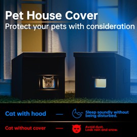 Outdoor Feral Cat House Cover，Suitable for Albany cat Houses，Waterproof, Windproof and Snowproof, The Window can be Opened and Fixed with Nylon Buckles