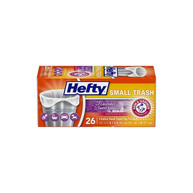 Hefty Small Trash Bags (Odor Control, Lavender Sweet Vanilla, Flap