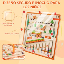 Nasjac Laberinto Magnético, Juguetes Sensoriales Montessori Niño para Clasificar Colores y Conteo, Laberinto Magico Juguete Educativo, Juguetes Didácticos de Apilar y Combinar para Niños