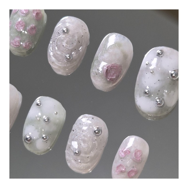 Rose Objet [Handmade Nail Tip] - Almond / 로즈오브제 [수제네일팁]