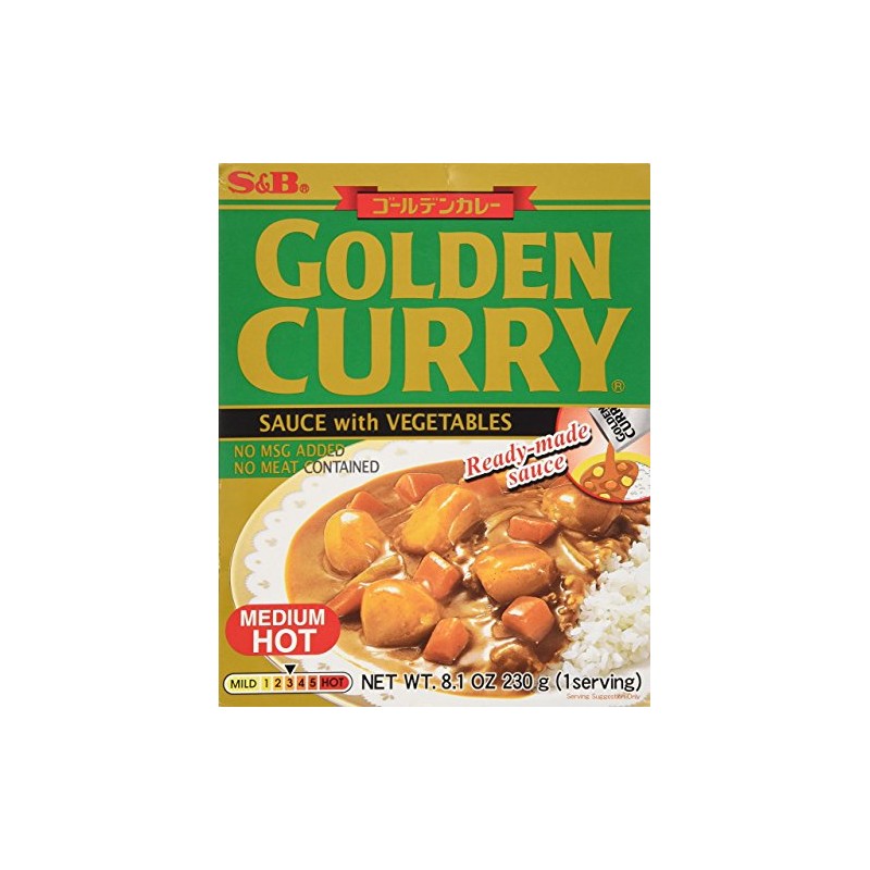 S&B Golden Curry Sauce with Vegetables, Medium Hot, 8.1 oz